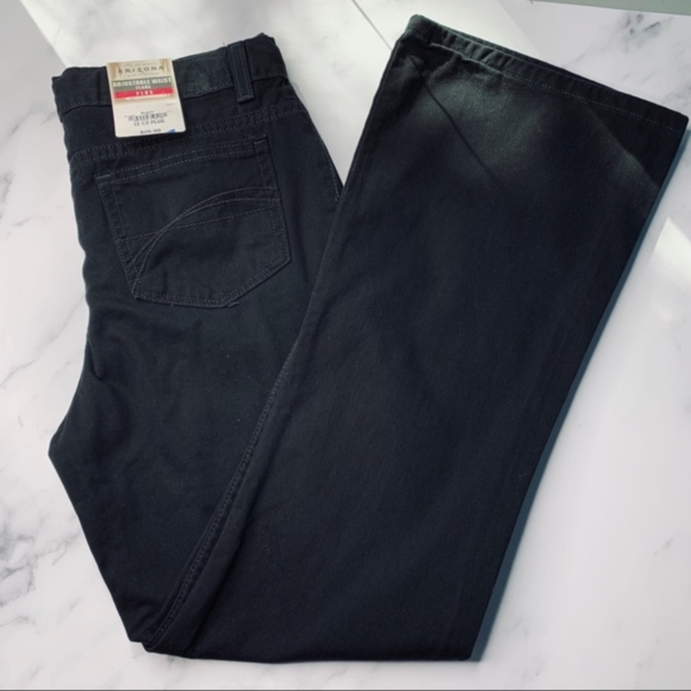 Arizona Adjustable Waist Black Flare Jeans Plus Sz